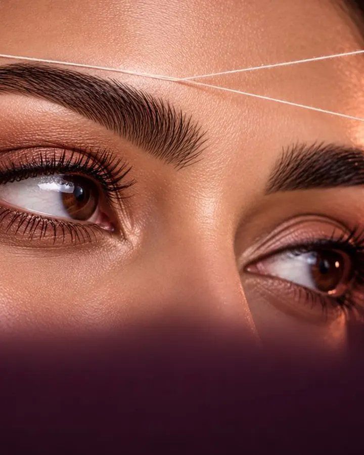 Freshly threaded eyebrows